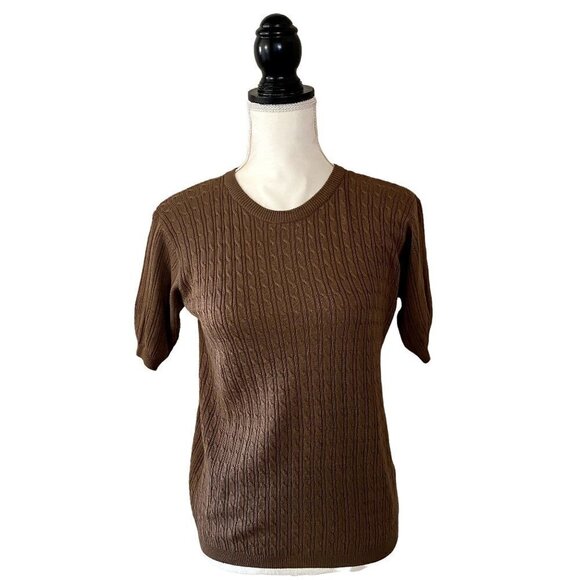 Alfred Dunner | Knitted Short Sleeve Top | Color: Brown | Size: Small (Petite) - Picture 1 of 7